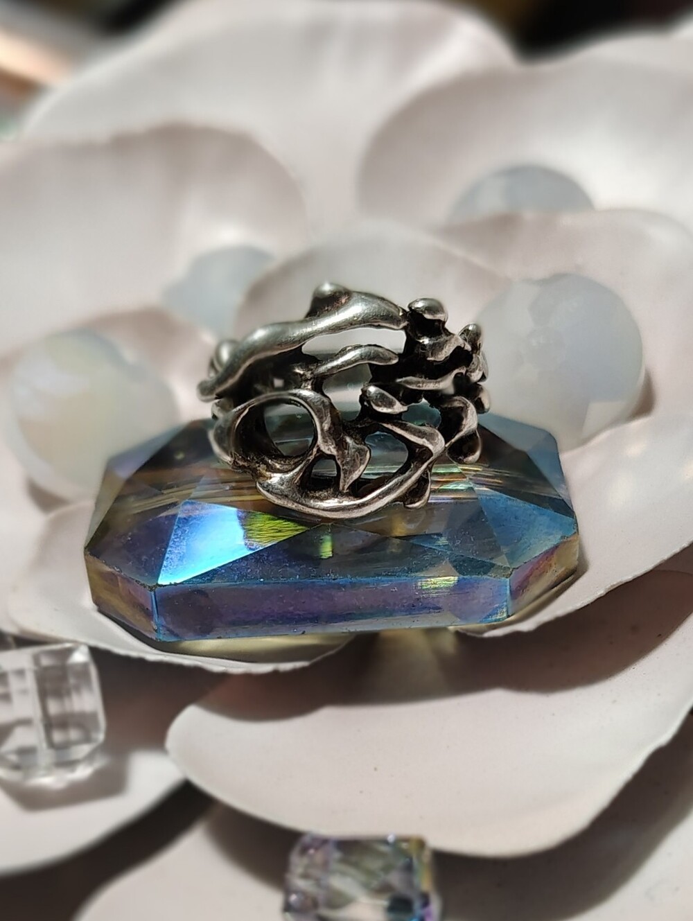 VTG James Parker Sterling Silver Brutalist Ring Signed JP Size 3.75 Pinky Ring